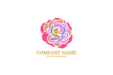 Rose flower Company logo vector illustration. suitable for herbal Company and natural logo. simple logo.