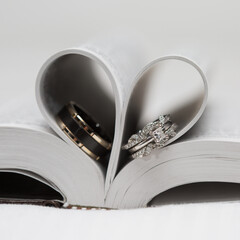 heart shaped book with rings inside