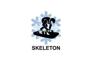 Skeleton sport vector line icon. an athlete playing skeleton. sport pictogram, vector illustration.