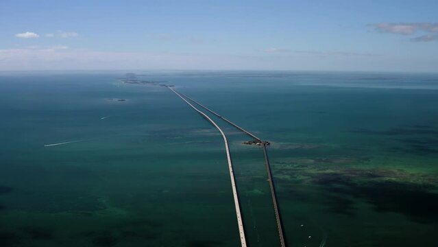 Aerial view on Seven mile bridge Florida