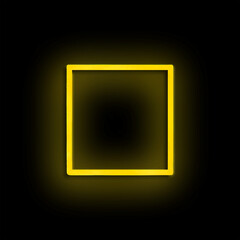 Neon yellow, square frame, black background, glowing, simple, sign, empty frame