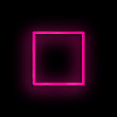 Neon pink, square frame, black background, glowing, simple, sign, empty frame