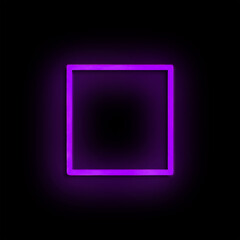 Neon purple, square frame, black background, glowing, simple, sign, empty frame