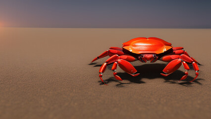 Fototapeta na wymiar cartoon crab in the sand, Generative AI
