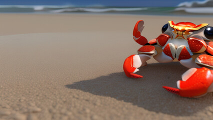 Obraz premium cartoon crab in the sand, Generative AI