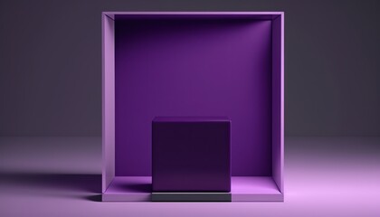 Purple Minimalist 3d podium. Product stage in a frontal view, to make your products stand up. AI generative. 