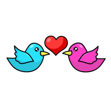 illustration vector graphic of cartoon love bird suitable for valentine's day design element