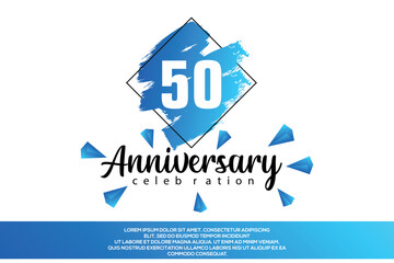 50 year anniversary celebration vector design with blue painting on white background  Template abstract 