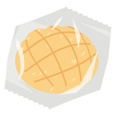袋に入った菓子パンのシンプルイラスト