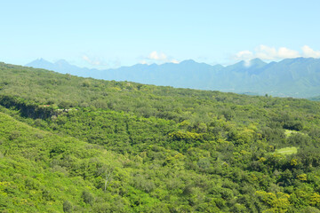 Fototapeta premium Picturesque view of beautiful mountains and blue sky