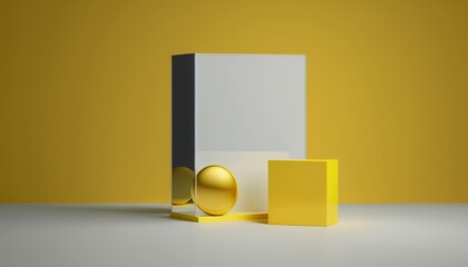 Yellow Minimalist 3d podium. Product stage in a frontal view, to make your products stand up. AI generative. 


