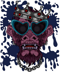 Monkey in retro fashion street art style