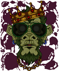 Monkey in retro fashion street art style