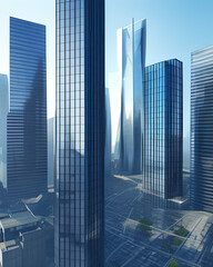 Fototapeta na wymiar Modern Cityscape, High-Rise Buildings, Urban Landscape, generative ai