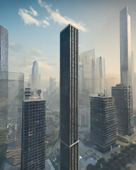 Modern Cityscape, High-Rise Buildings, Urban Landscape, generative ai