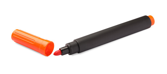 Bright orange marker isolated on white. School stationery