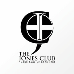Logo design graphic concept creative abstract premium free vector stock initial CJ or JC with flag golf Icelandic cross. Related to sport letter font