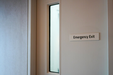 Close up shot of emergency exit. Emergency exit building
