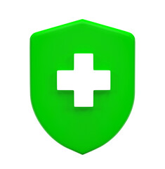Obraz premium 3D render. medical guard shield insurance symbol isolated on transparent background