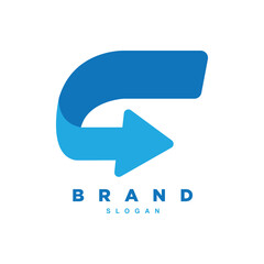 Simple blue arrow logo design vector