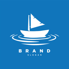 Vintage boat logo design with wave vector for your brand or business