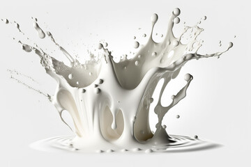 milk splash isolated on white.Generative AI