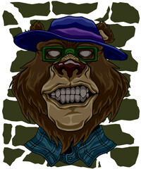 Bear in Retro Fashion Street Art 