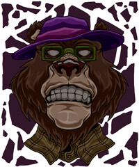 Bear in Retro Fashion Street Art 