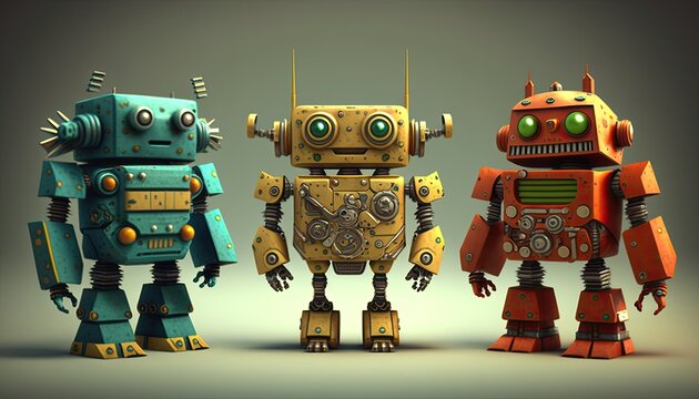Retro toy robots Generative AI