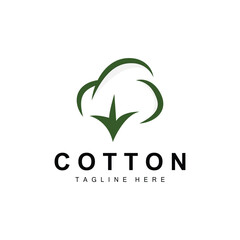 Cotton Logo, Soft Cotton Flower Design Vector Natural Organic Plants Apparel Materials And Beauty Textiles