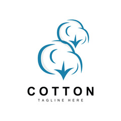Cotton Logo, Soft Cotton Flower Design Vector Natural Organic Plants Apparel Materials And Beauty Textiles