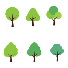 Fototapeta premium set of four trees. Isolated of trees on the white background. Vector EPS 10. 