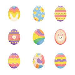 Set of beautiful painted Easter eggs on white background