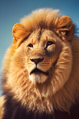 Obraz na płótnie Canvas Lion face king portrait animal , Wildlife , generative ai