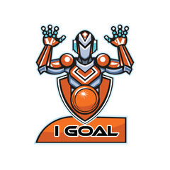 Robot with basketball mascot logo for basketball lovers and science geeks.