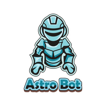 Astro Bot mascot logo for space exploring games and futuristic missions..