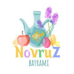 Banner for Novruz Bayram holiday on white background