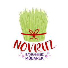 Greeting card for Novruz Bayram holiday on white background