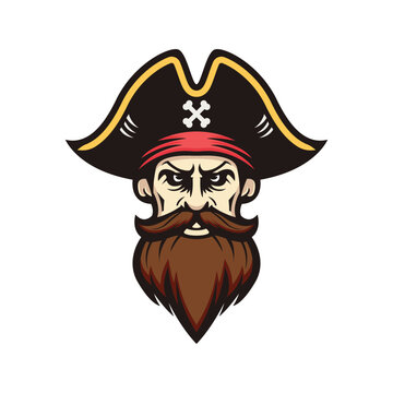 The Fearless Buccaneer: A Symbol of Adventure and Freedom, Mascot Logo Concept Vector Illustration Cartoon. Suitable For Logo, Wallpaper, Banner, Card, Book Illustration, T-Shirt, Sticker, Cover, etc