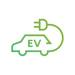 Electric Vehicle Icon. Eco-Friendly car icon. EV car pictogram. Hybrid vehicle charging plug icon.	
