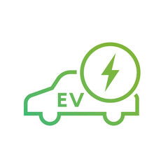 Electric Vehicle Icon. Eco-Friendly car icon. EV car pictogram. Hybrid vehicle charging plug icon.	