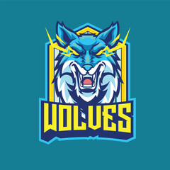 Vector wolf mascot logo template for esport and sport logo team