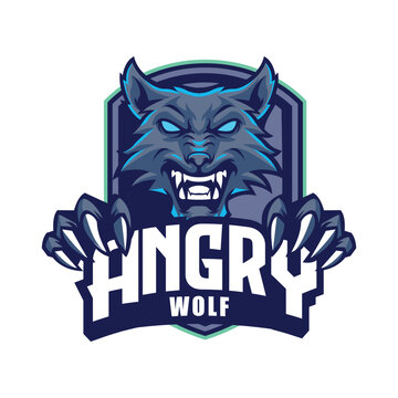 Vector wolf mascot logo template for esport and sport logo team