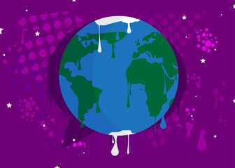 Planet Earth Graffiti. Abstract modern street art decoration illustration performed in urban painting style.