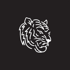 Tiger Head outline vector logo illustration