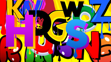 Graffiti background wallpaper with gradient geometric abstract modern street art shapes. Eps10 vector decoration performed in urban painting style.