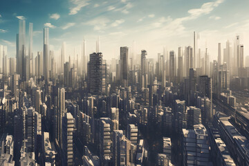 Contemporary Urban Landscape, Cityscape with Tall Buildings, generative ai
