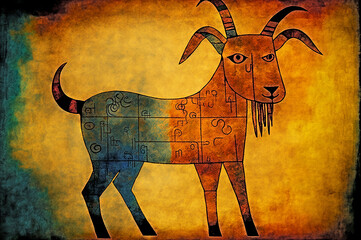 Goaty Glee: A Whimsical Illustration of the Chinese Zodiac Sign of the Goat