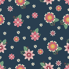 Fototapeta na wymiar Seamless floral pattern. Colorful flowers. Vector illustration design