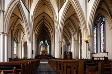 Fototapeta premium interior of church. church concept. church interior. church. interior. AI generated.